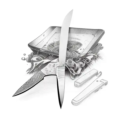knife chef tattoo design idea