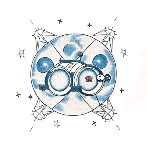 A telescope observing a constellation shaped like a dog tattoo design idea