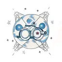 A telescope observing a constellation shaped like a dog tattoo design idea