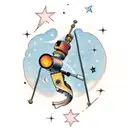 A telescope observing a constellation shaped like a dog tattoo design idea