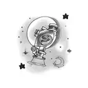 A telescope observing a constellation shaped like a dog tattoo design idea