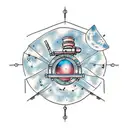 A telescope observing a constellation shaped like a dog tattoo design idea