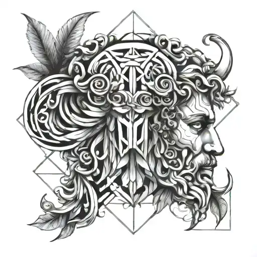 dionysus god tattoo design idea