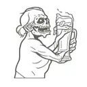 undead drinking beer tattoo design idea