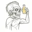 undead drinking beer tattoo design idea