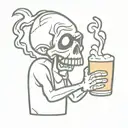 undead drinking beer tattoo design idea