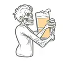undead drinking beer tattoo design idea