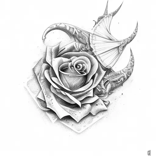 espada com uma rosa tattoo design idea