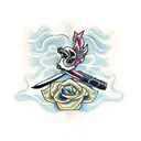 espada com uma rosa tattoo design idea