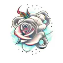 espada com uma rosa tattoo design idea