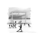 A sketch of a soccer field with players in action tattoo design idea