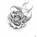espada com uma rosa tattoo design idea