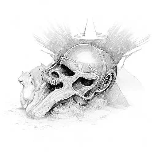 cross with a feature depicting evolving  tattoo design idea