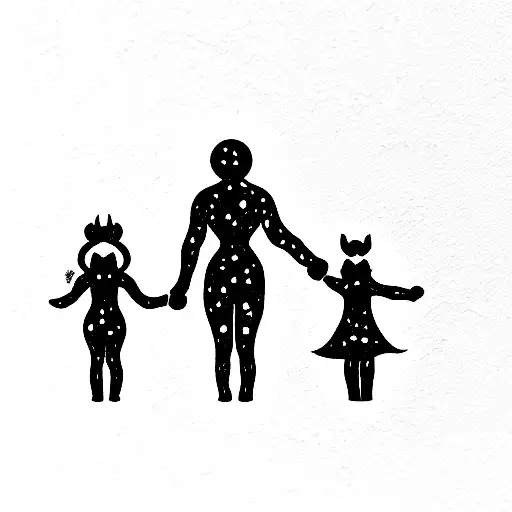 family, 2kids, wife, zodiac signs Aries, Scorpio, cancer, leo tattoo design idea