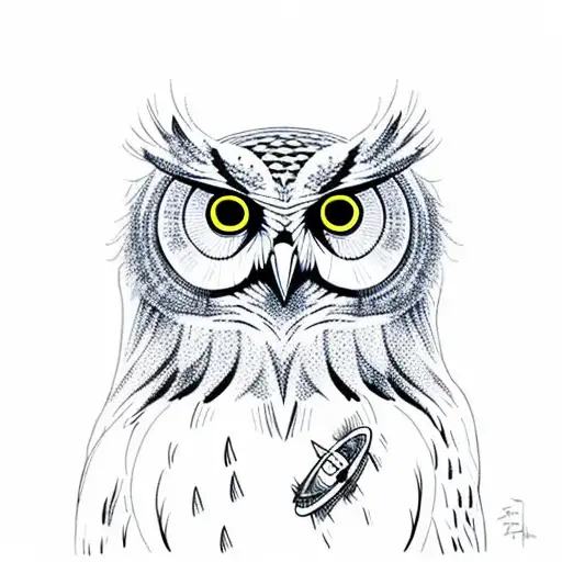 An owl perched on top of the Space Needle in Seattle tattoo design idea