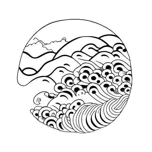 japanese wave love tattoo design idea