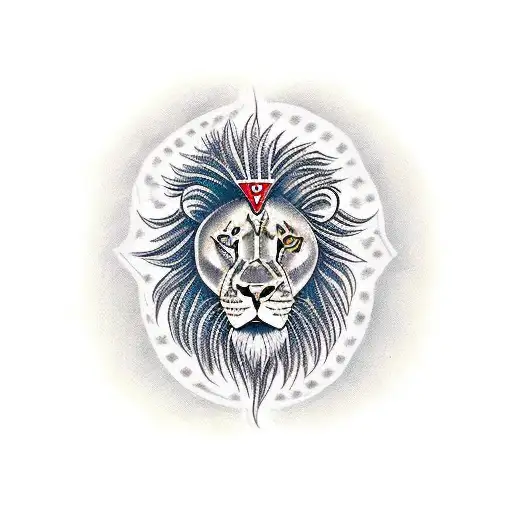 A warrior with a lion's head representing strength and protection tattoo design idea