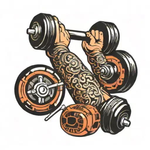bar gym dumbbell tattoo design idea