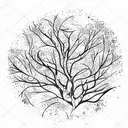 dense argan tree contained in circle with galaxies and stars in the background tattoo design idea