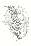 treble clef nature birds tattoo design idea