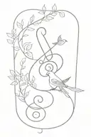 treble clef nature birds tattoo design idea