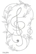 treble clef nature birds tattoo design idea