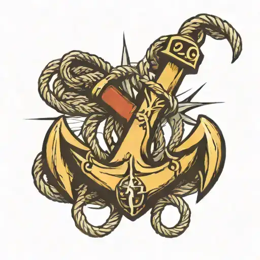 anchor made from two fishing hooks with rope going around it  tattoo design idea