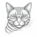 The cute striped cat in sunglasses  tattoo design idea