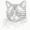 The cute striped cat in sunglasses  tattoo design idea