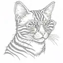 The cute striped cat in sunglasses  tattoo design idea