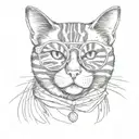 The cute striped cat in sunglasses  tattoo design idea