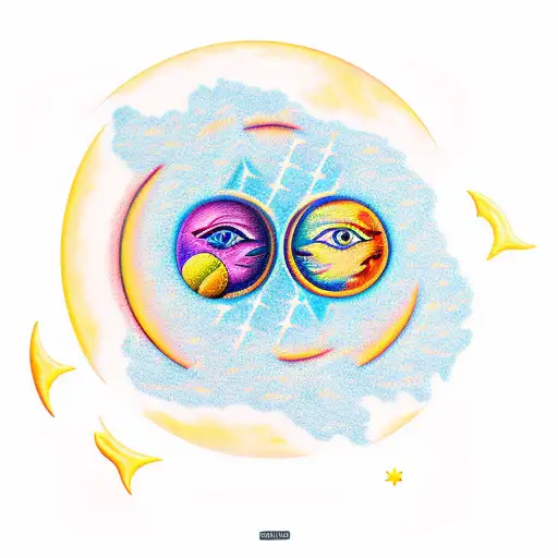 Sun and Moon tattoo design idea