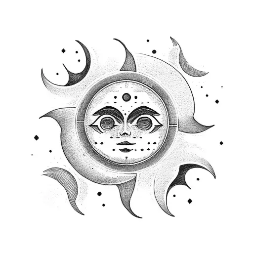 Sun and Moon tattoo design idea