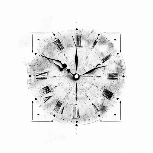 antique clock with roman numerals tattoo design idea