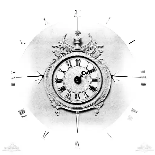 antique clock with roman numerals tattoo design idea