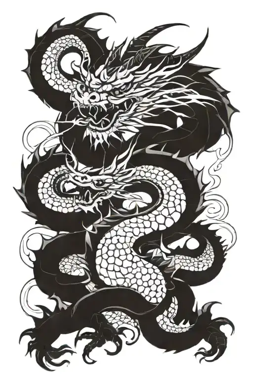Blue dragon wrapped tattoo design idea