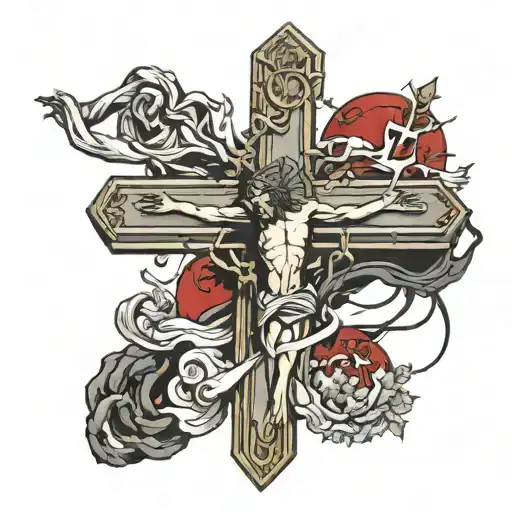 blood of christ crucifixion tattoo design idea