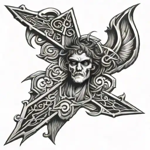 Truth, justice, cross tattoo design idea