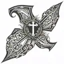 Truth, justice, cross tattoo design idea