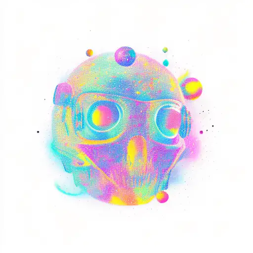 space colorfull tattoo design idea