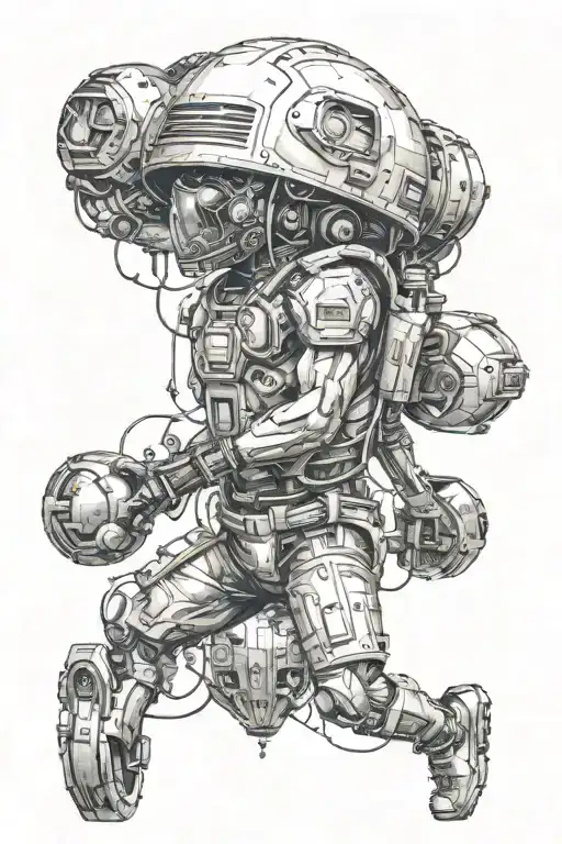 love, footbal and science fiction scene tattoo design idea