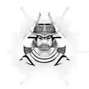 samurai e templo oriental tattoo design idea