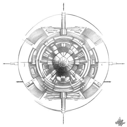 Engineer's tools forming a Star Wars spaceship tattoo design idea
