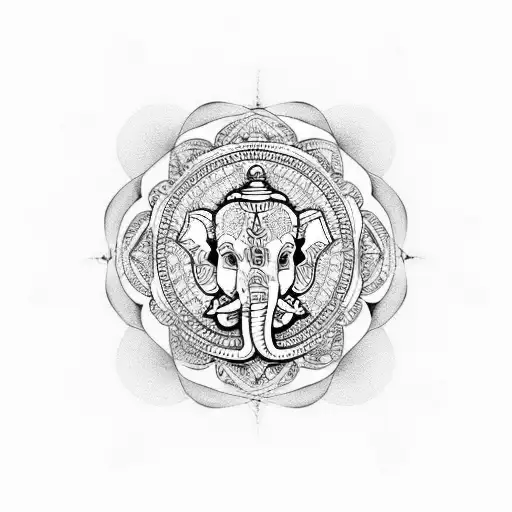 Ganesha mandala, round tattoo design idea