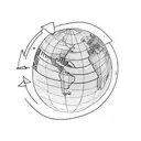 globe with airplane going around and paw print tattoo design idea