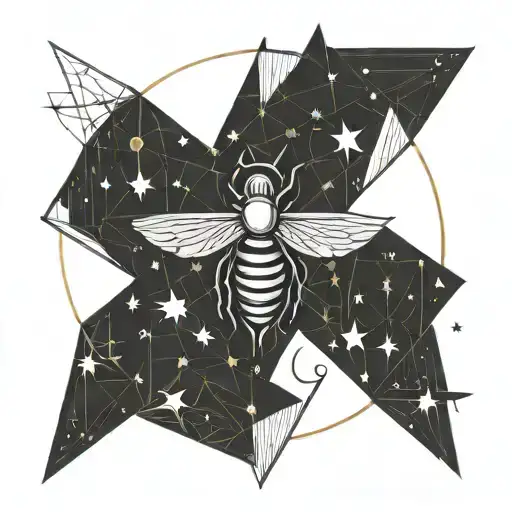 peter pan, moon, star, victory, bee, angel tattoo design idea