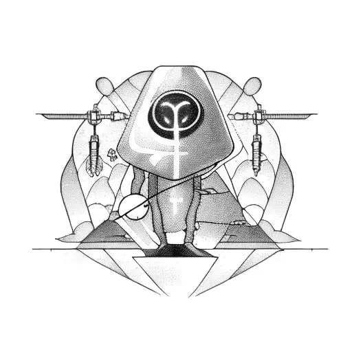 An alien spaceship abducting a nurse in a streetwear outfit tattoo design idea