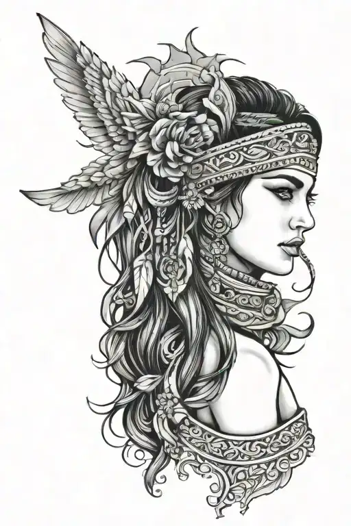 kurdistan and girl tattoo design idea