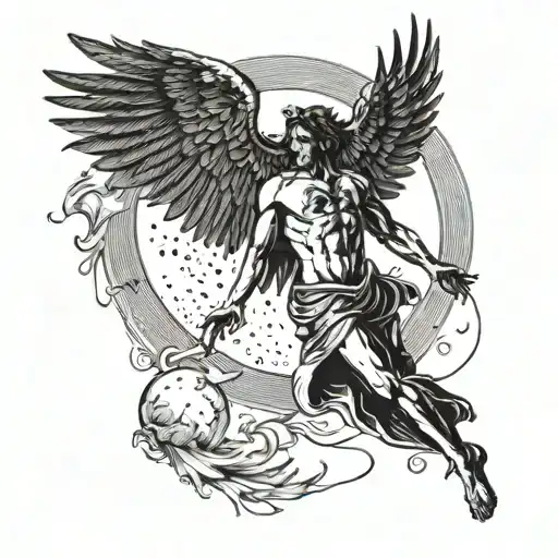 Icarus flying towards the sun with wings falling off tattoo design idea