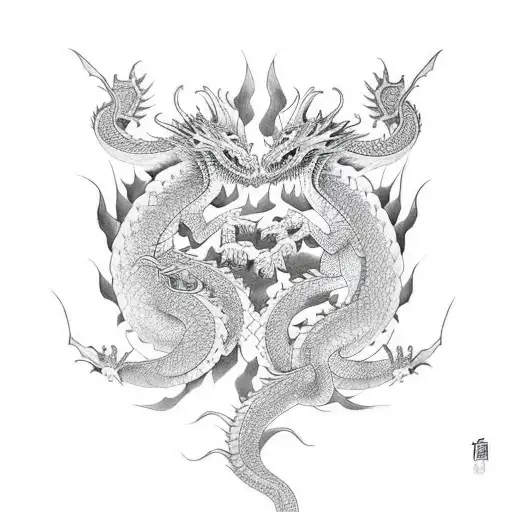 Japanese Dragon Fight Tattoo